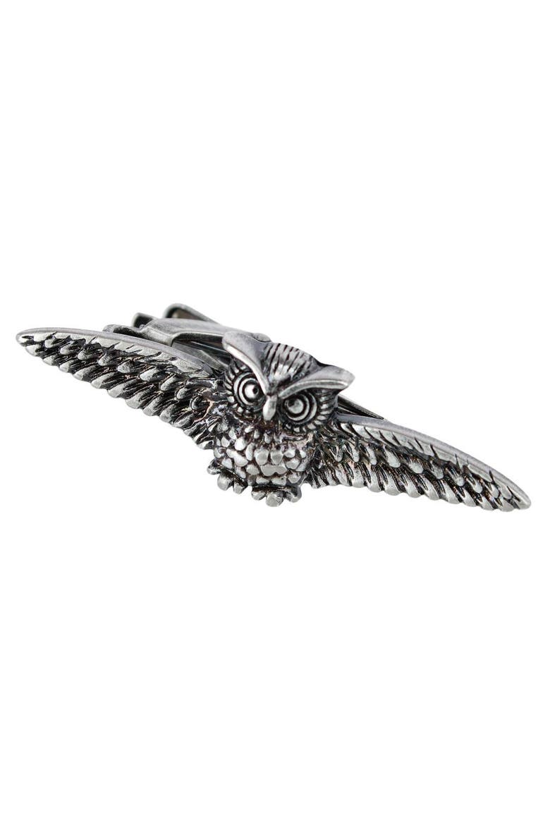 Majestic Owl Antique Silver Tie Bar, Main, color, Antique Silver