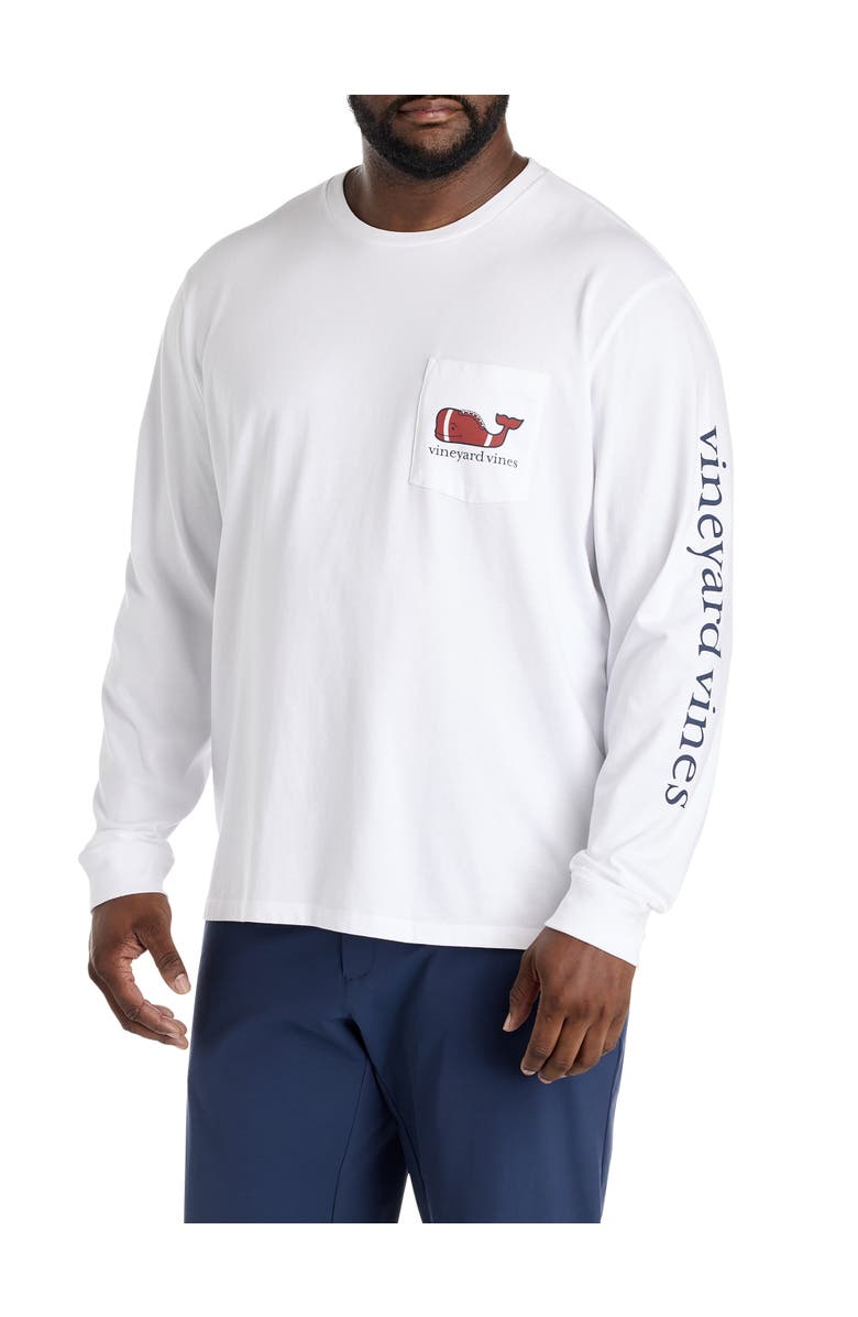 vineyard vines Big & Tall Football Long-Sleeve T-Shirt, Alternate, color, White