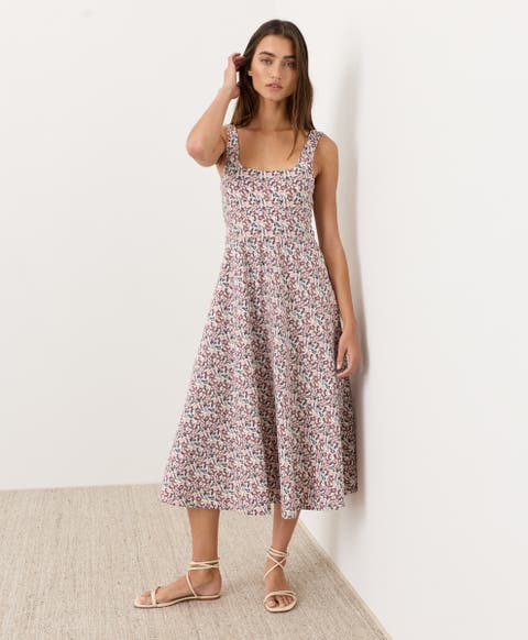 Fit & Flare Square Neck Dress Made With Organic Cotton