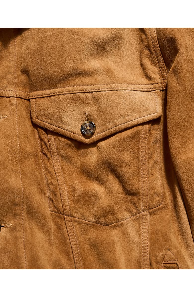 Billy Reid Waxed Suede Trucker Jacket, Alternate, color, Khaki
