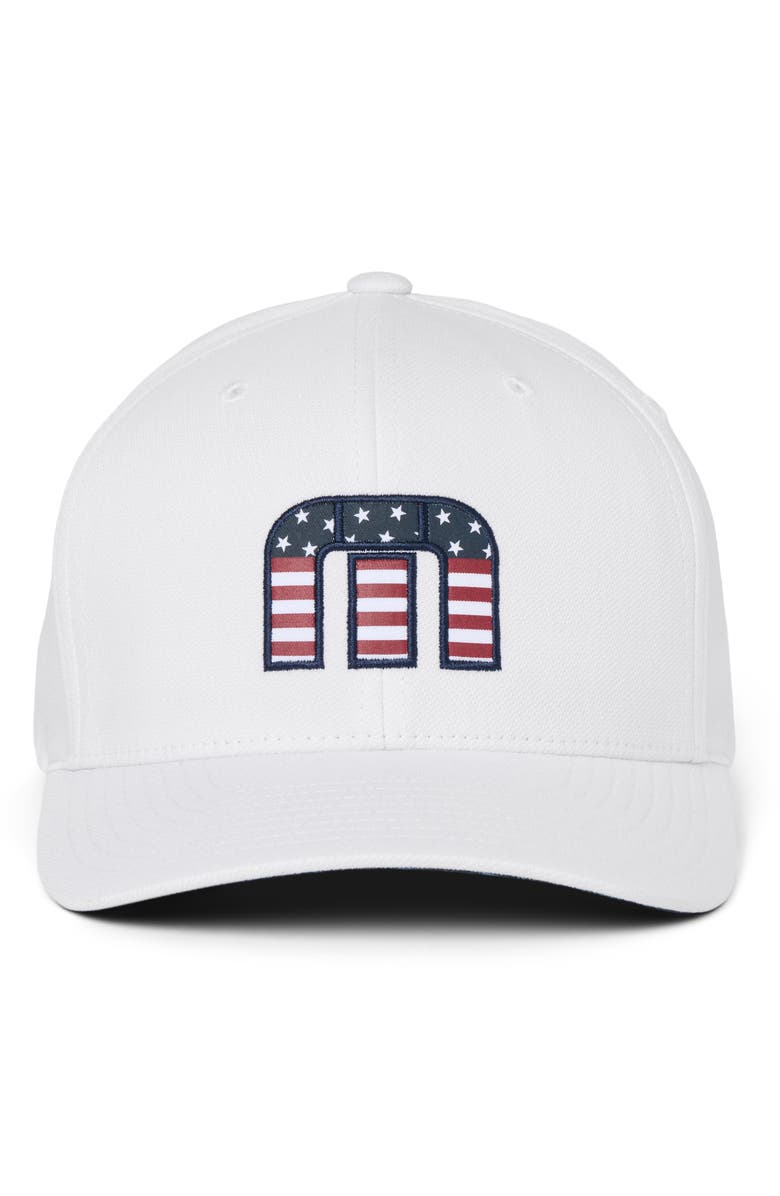 TravisMathew Flag Dad 3.0 Fitted Baseball Cap, Alternate, color, White