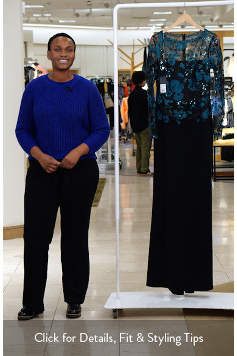 Floral Lace Embroidery Long Sleeve Gown video