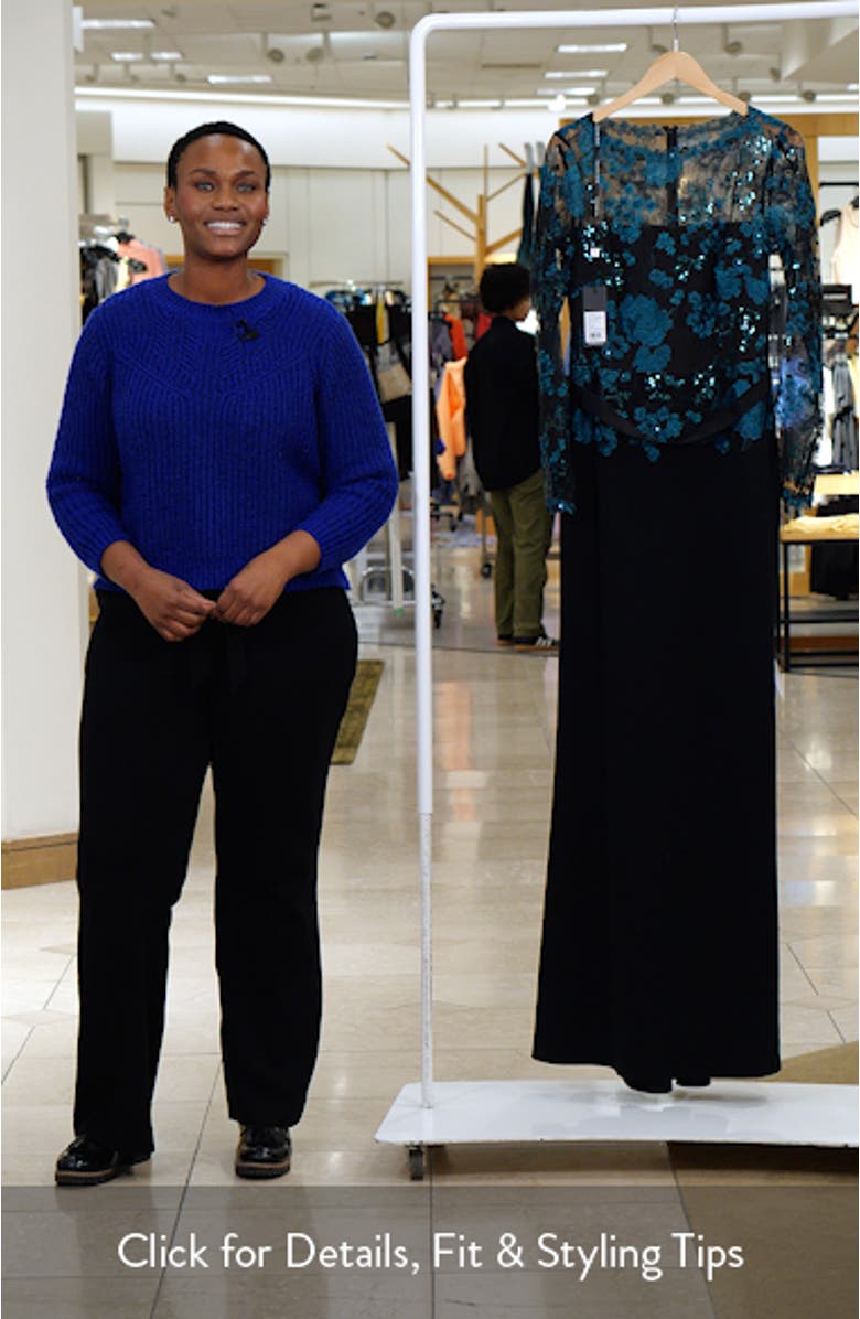 Floral Lace Embroidery Long Sleeve Gown, sales video thumbnail