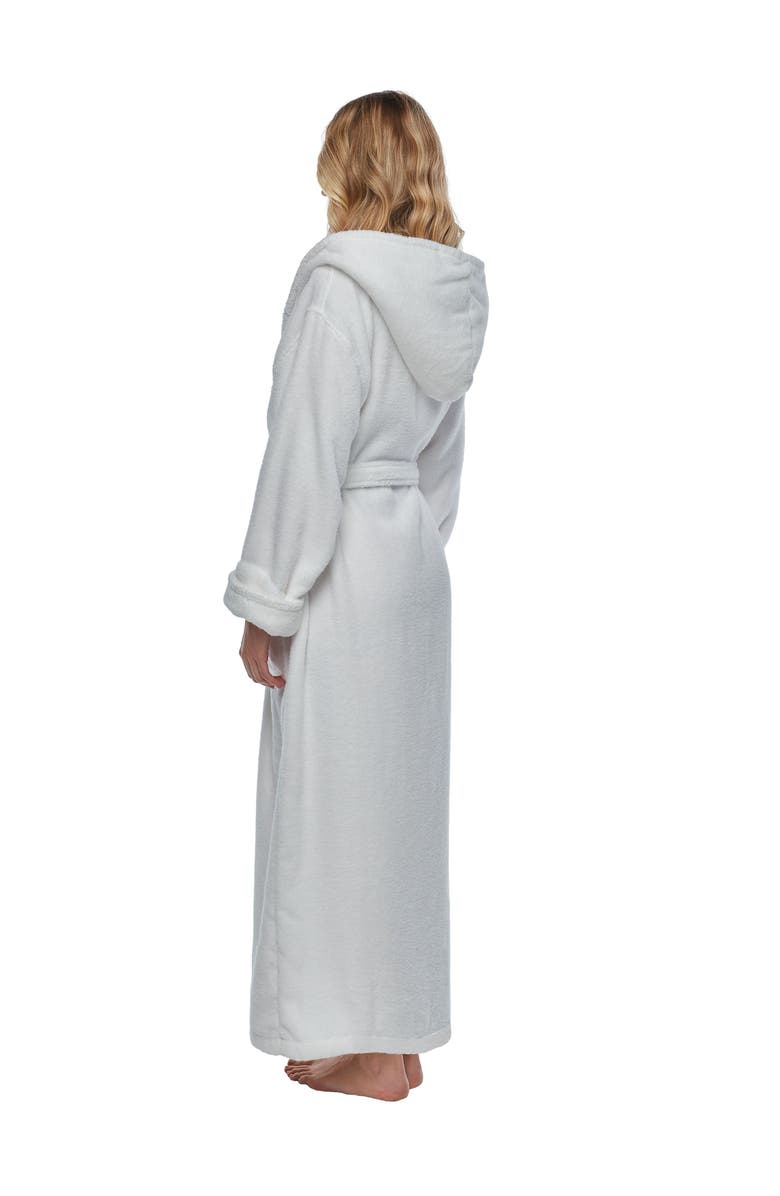 ARUS Softy Womens Ankle Length Long Cotton Robe, Alternate, color, White