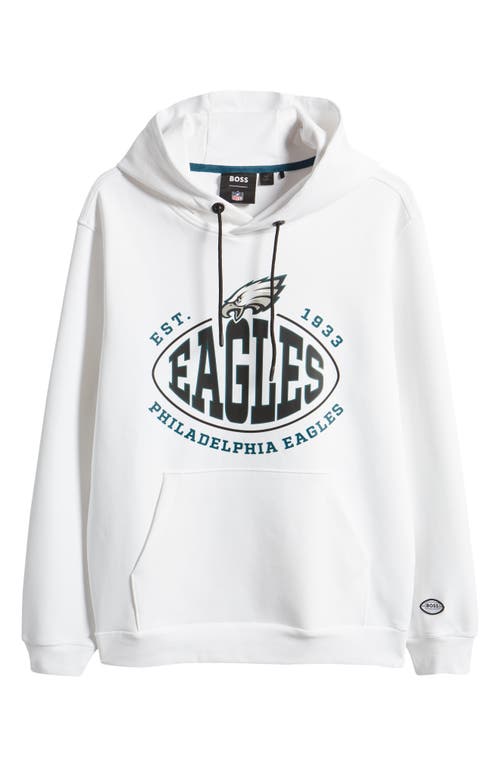 Hugo Boss Boss X Nfl Touchback Graphic Hoodie In Philadelphia Eagles White