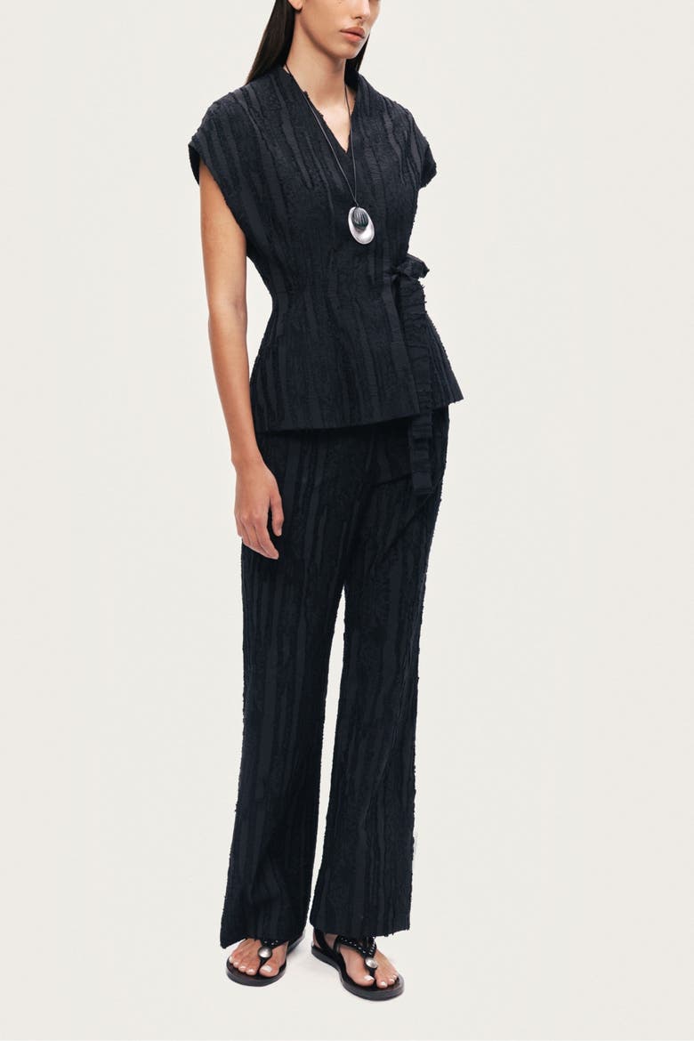 Textured Belted Vest, Alternate, color, Black