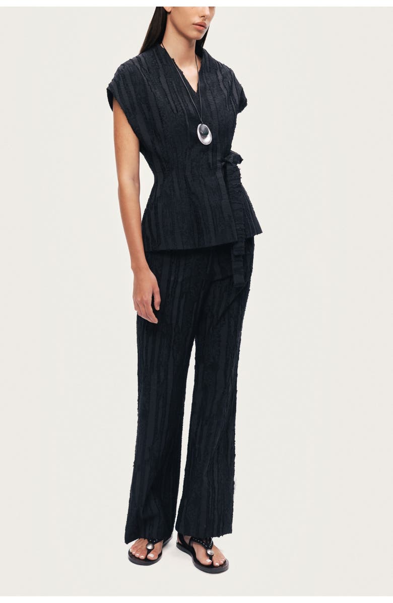 Nocturne Textured Belted Vest, Alternate, color, Black