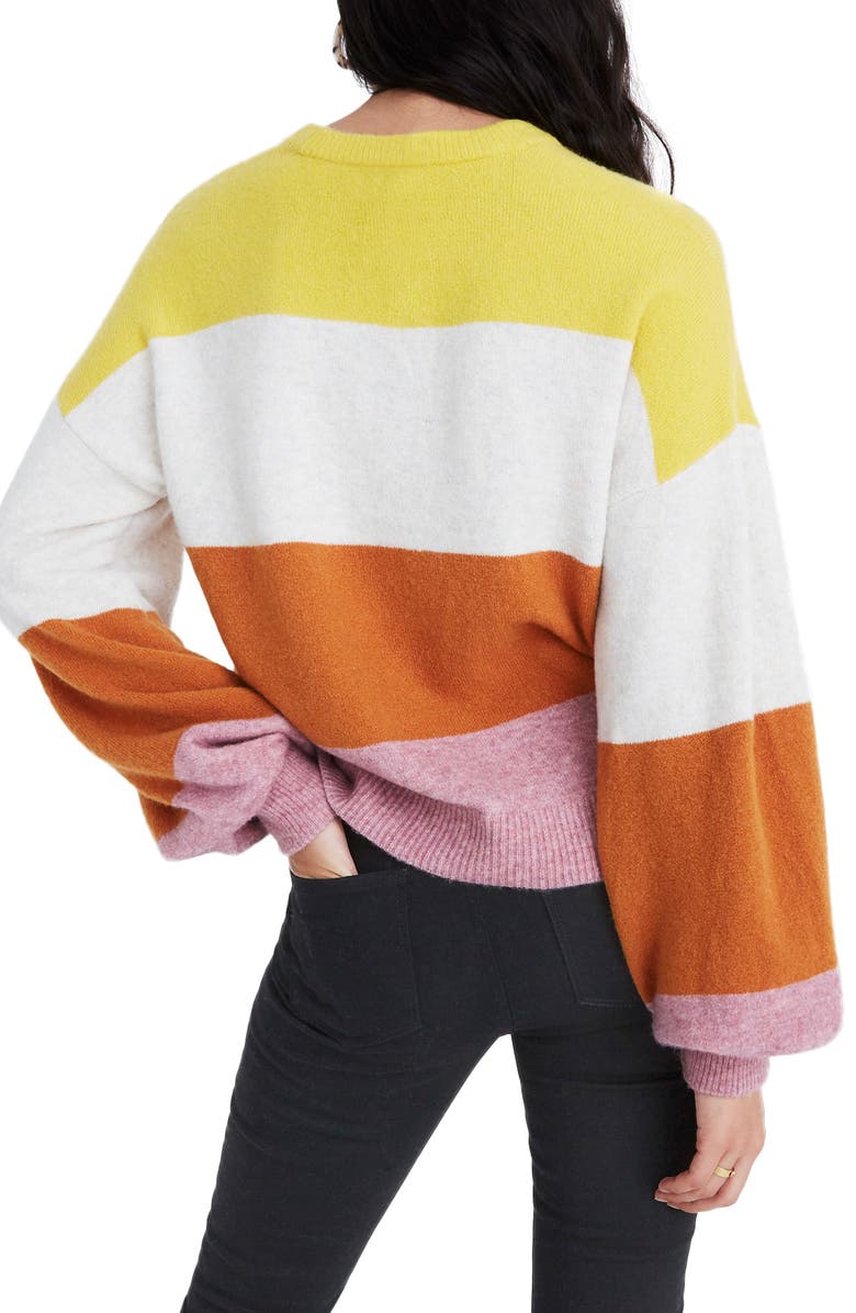 Madewell Striped Balloon-Sleeve Pullover Sweater, Alternate, color,