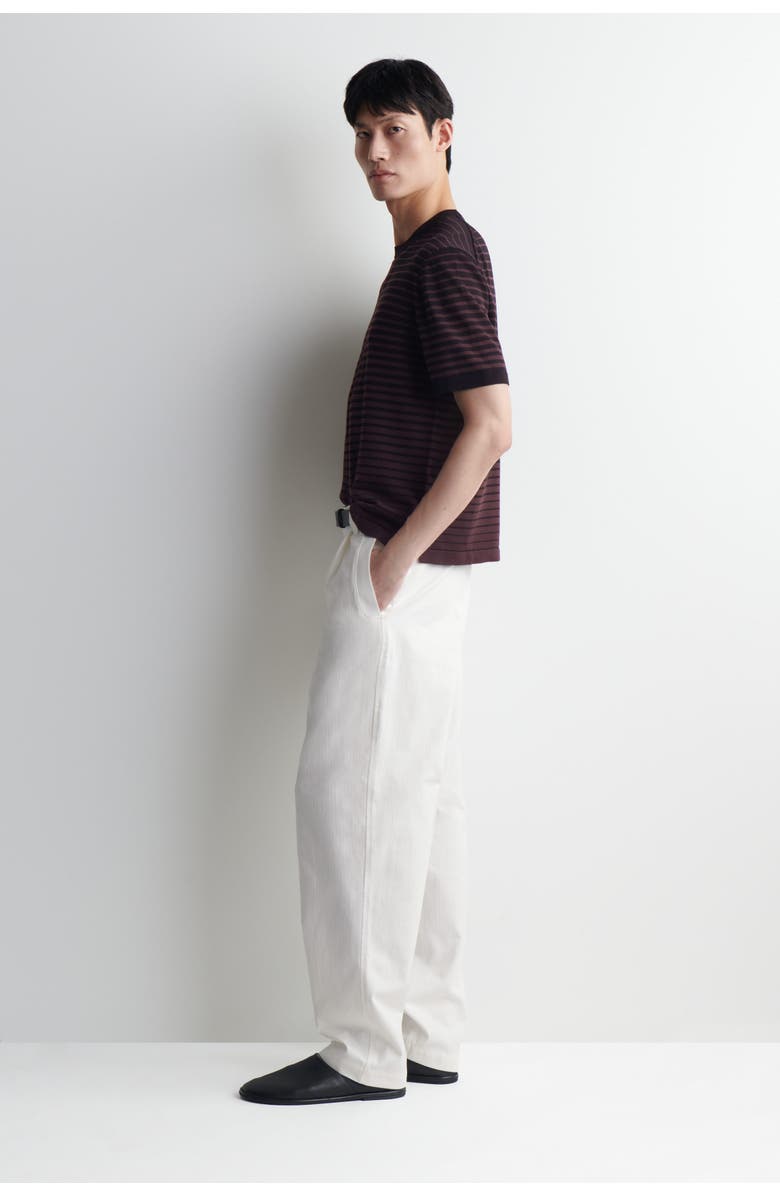 COS Striped Knitted Cotton T-shirt, Alternate, color, Brown / Black / Striped