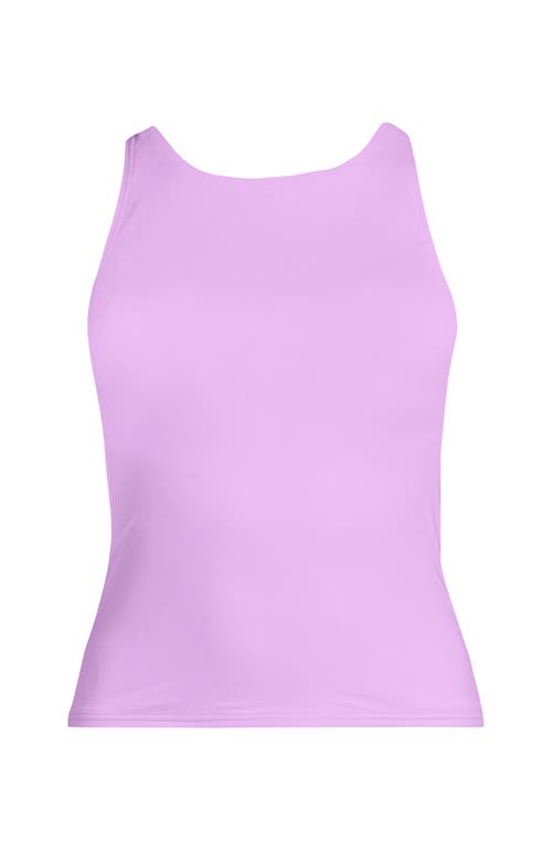 Lands' End Tugless High Neck Strappy Back Tankini Swimsuit Top In Wild Lilac