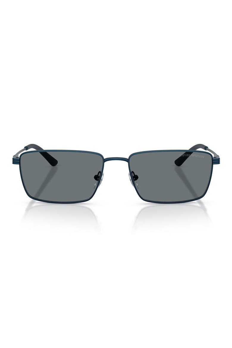57mm Rectangular Sunglasses, Main, color, METALIZED BLUE / DARK BLUE