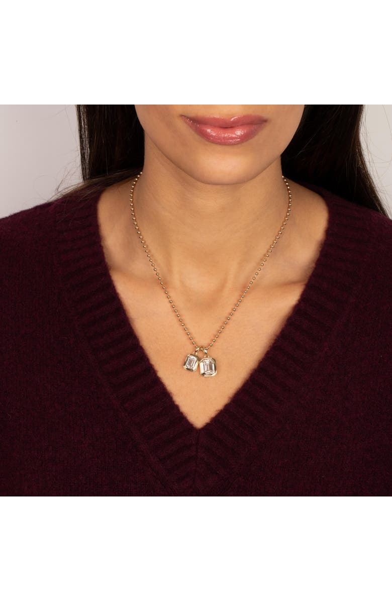 BY ADINA EDEN Lab Grown Diamond Emerald Bezel Ball Link Necklace 14K, Alternate, color, 14K Gold - 3 Carat