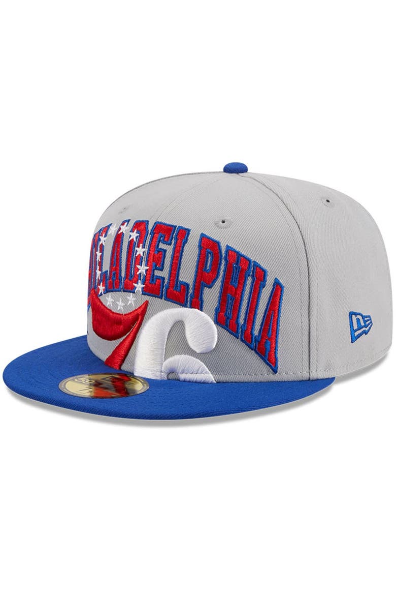 Men's New Era Gray/Royal Philadelphia 76ers Tip-Off Two-Tone 59FIFTY Fitted Hat, Alternate, color, Gray