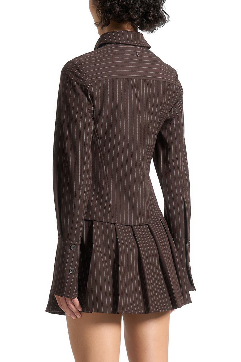 Sonia Pinstripe Angled Shirt, Alternate, color, Brown