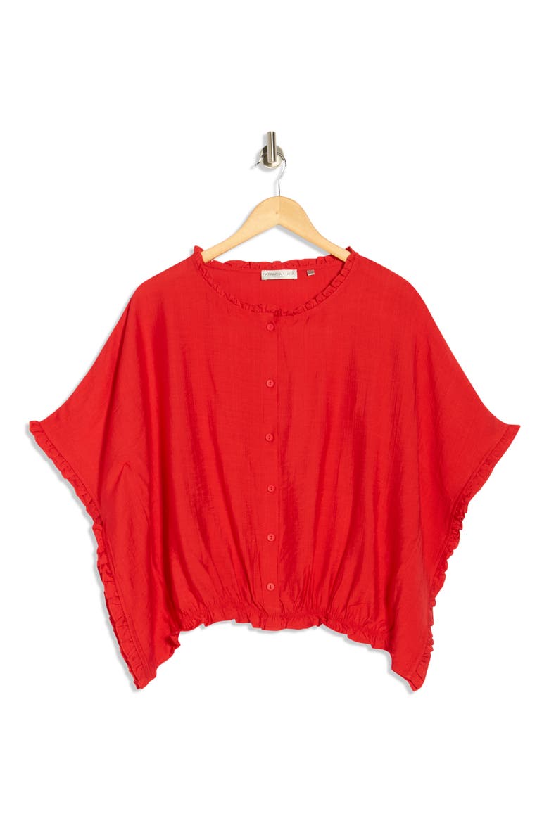 Ruffle Trim Top, Alternate, color, RED