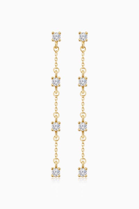 14K Yellow Gold Seeing Sparks Drop Earrings