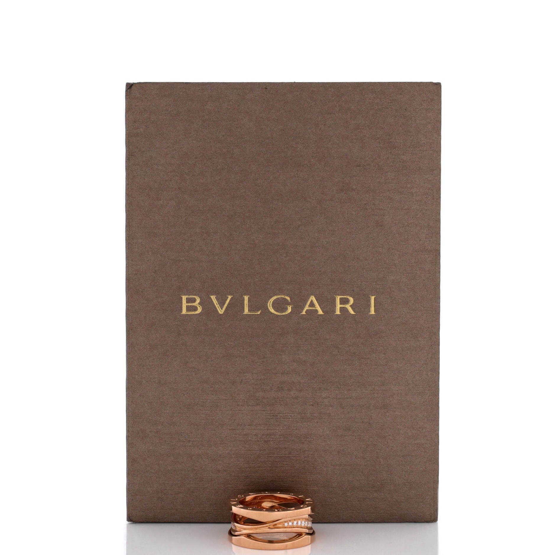 B.Zero1 Design Legend Zaha Hadid Three Band Ring 18K Rose Gold with Diamonds, Alternate, color, Metallic Gold
