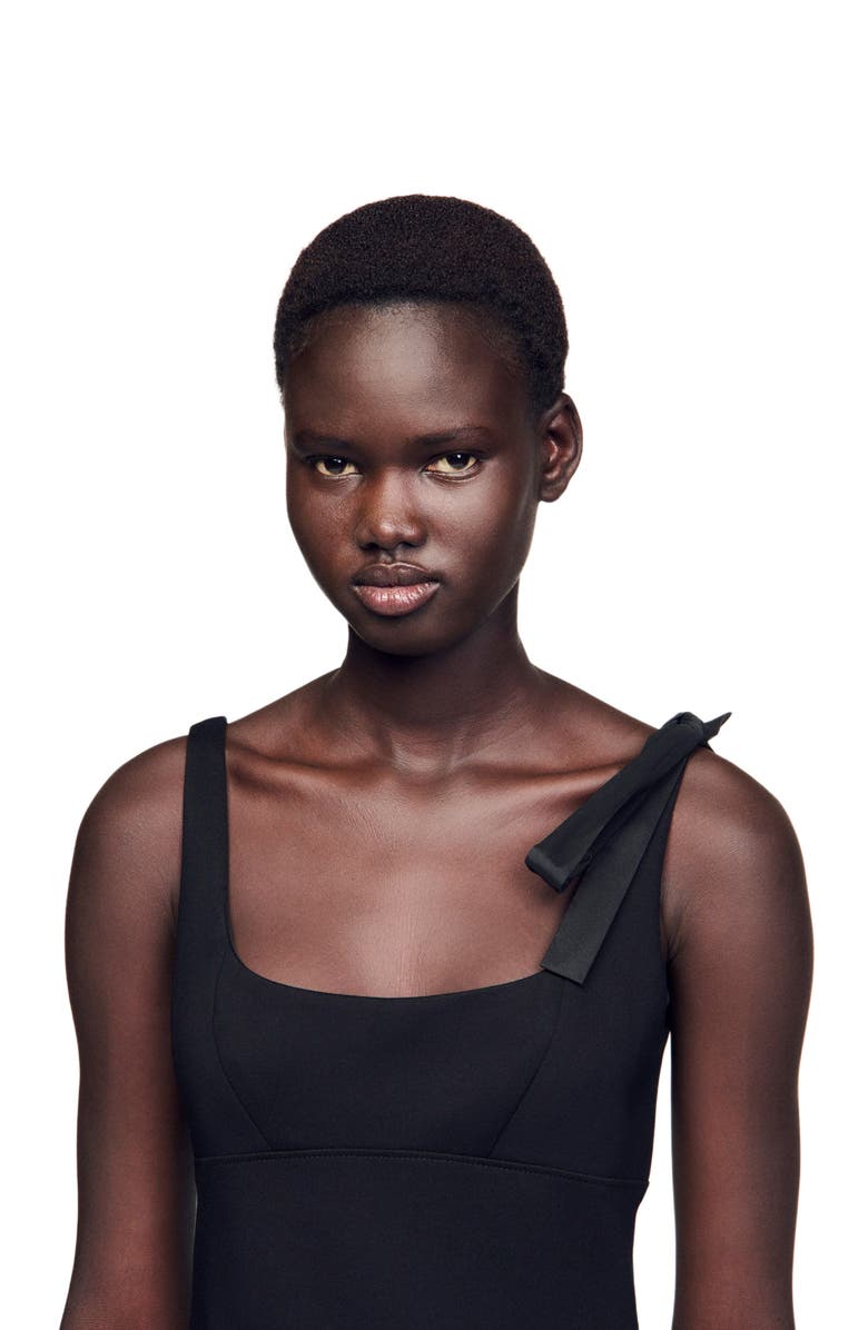 SANDRO Long dual-material dress, Alternate, color, 