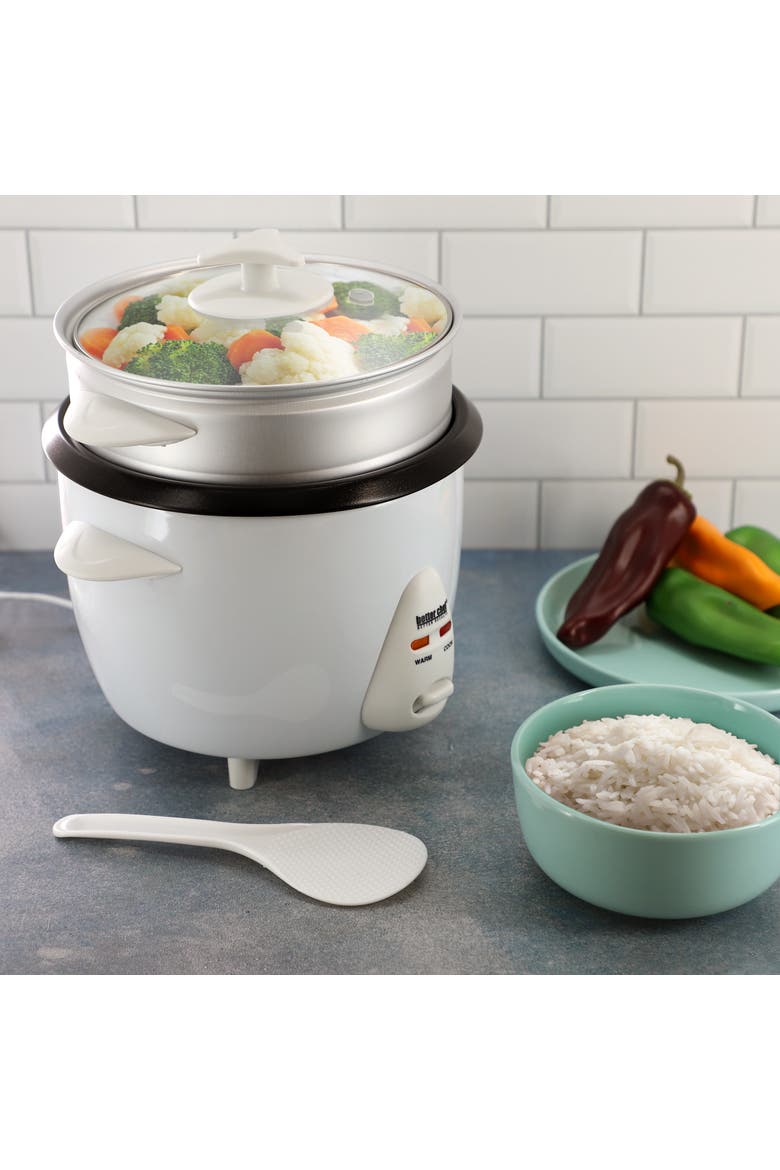 5 Cup Ceramic Bowl Rice Cooker with Steamer Attachment, Alternate, color, White