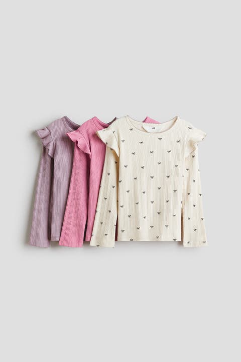3-Pack Ruffled Cotton Tops
