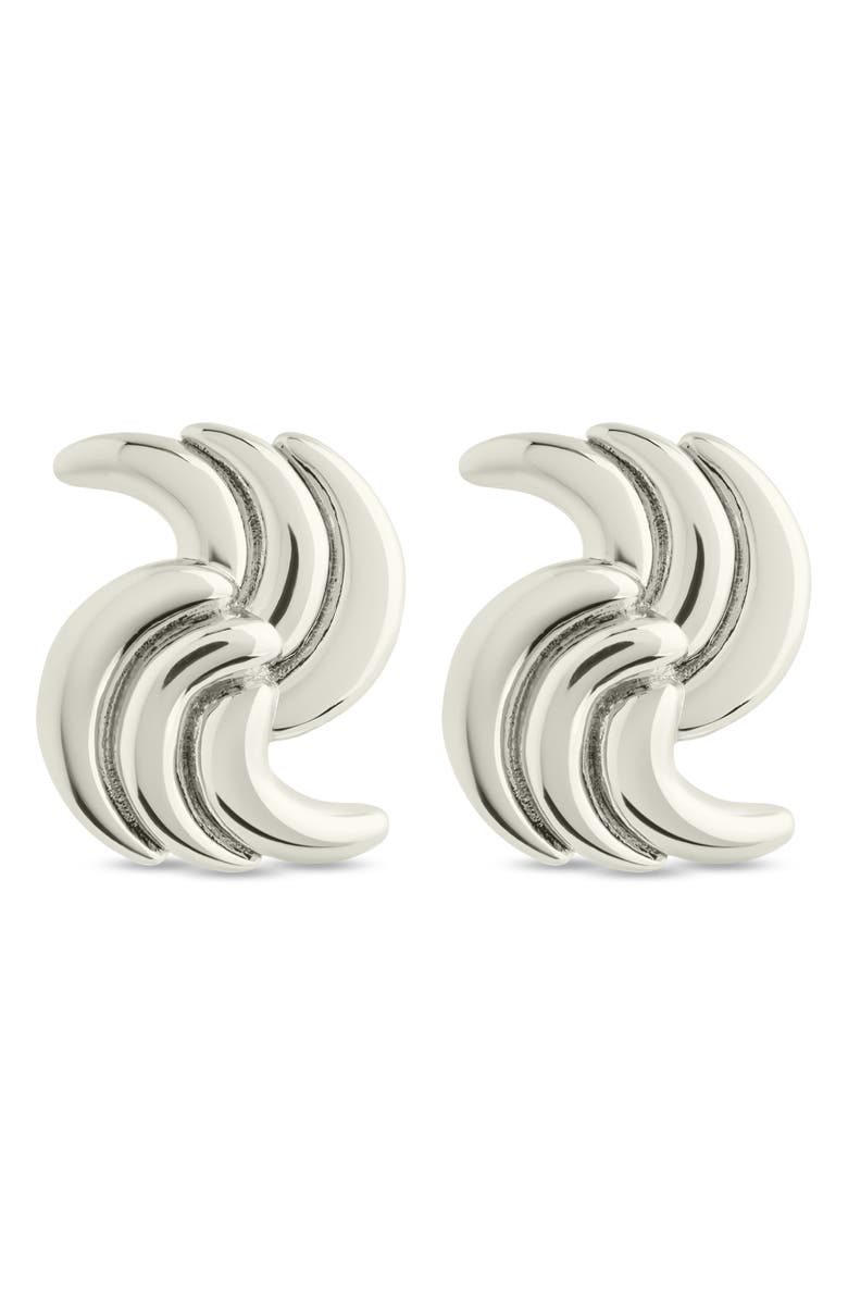 Sterling Forever Leni Twisted Statement Stud Earrings, Main, color, Silver