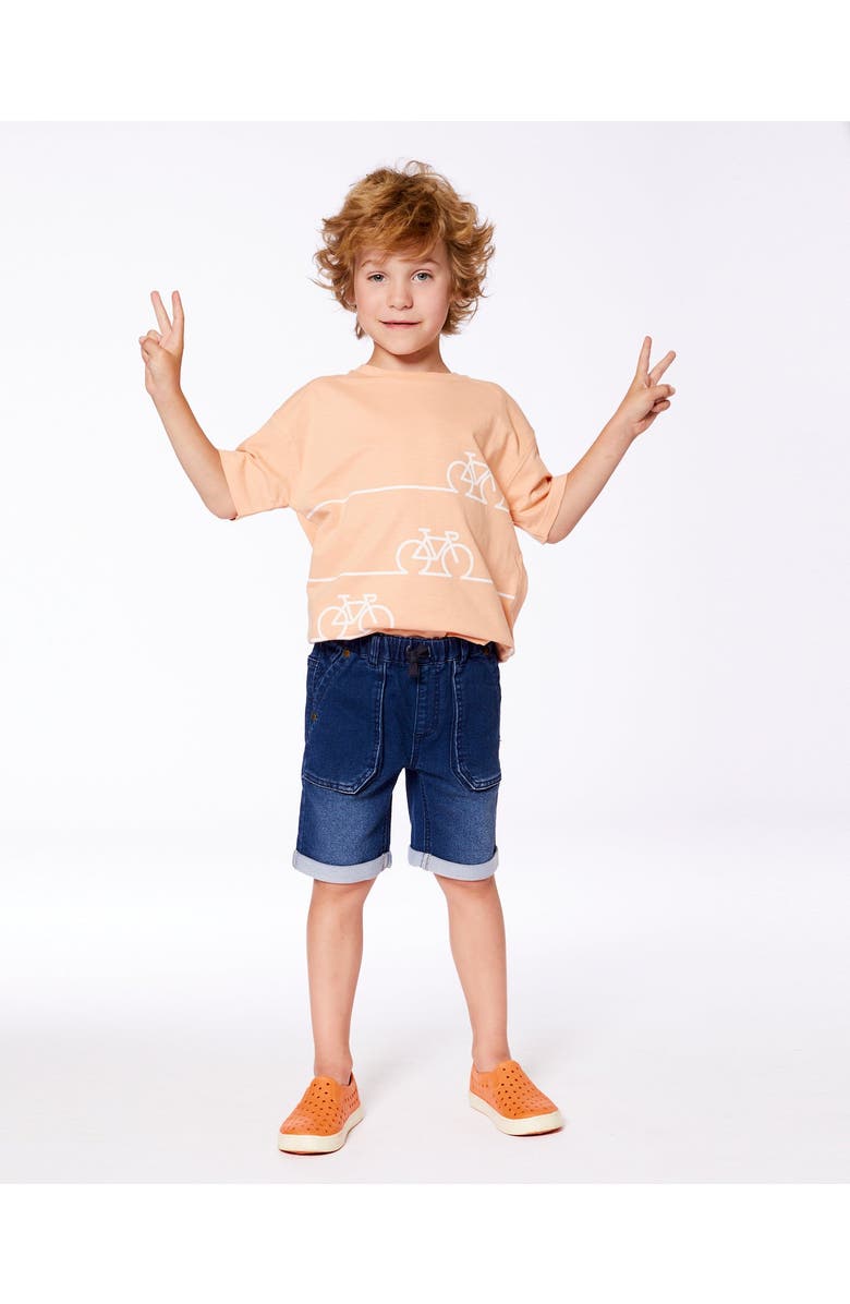 Deux par Deux Baby Boy's French Terry Denim Short Dark Denim Blue, Alternate, color,
