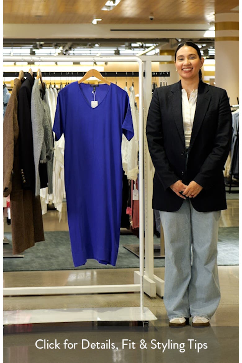V-Neck Silk Midi Shift Dress video