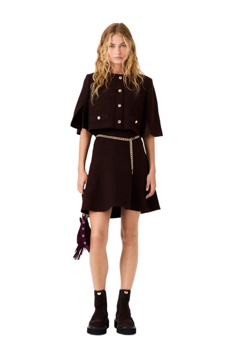 2-in-1 Tweed Cape Dress