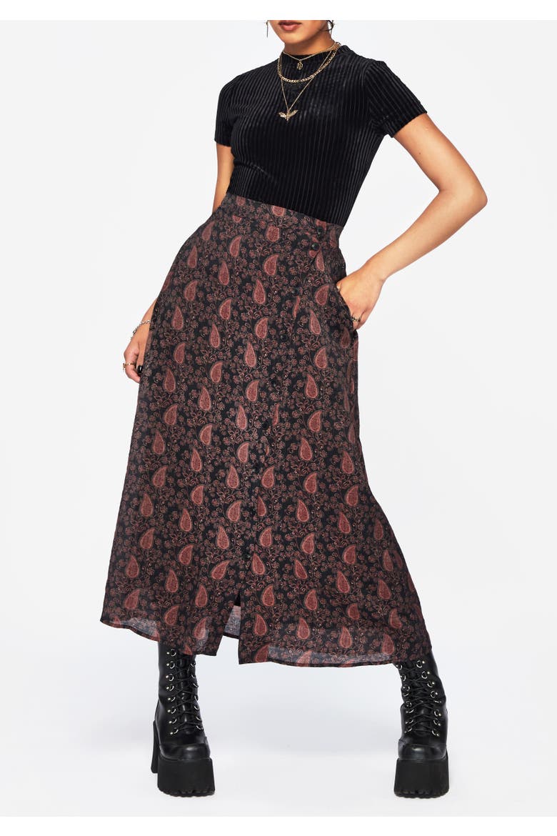 Isola Button Up Midaxi Skirt, Main, color, Red