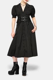 Disturbia Jenna Stripe Cotton Tie Midi Dress