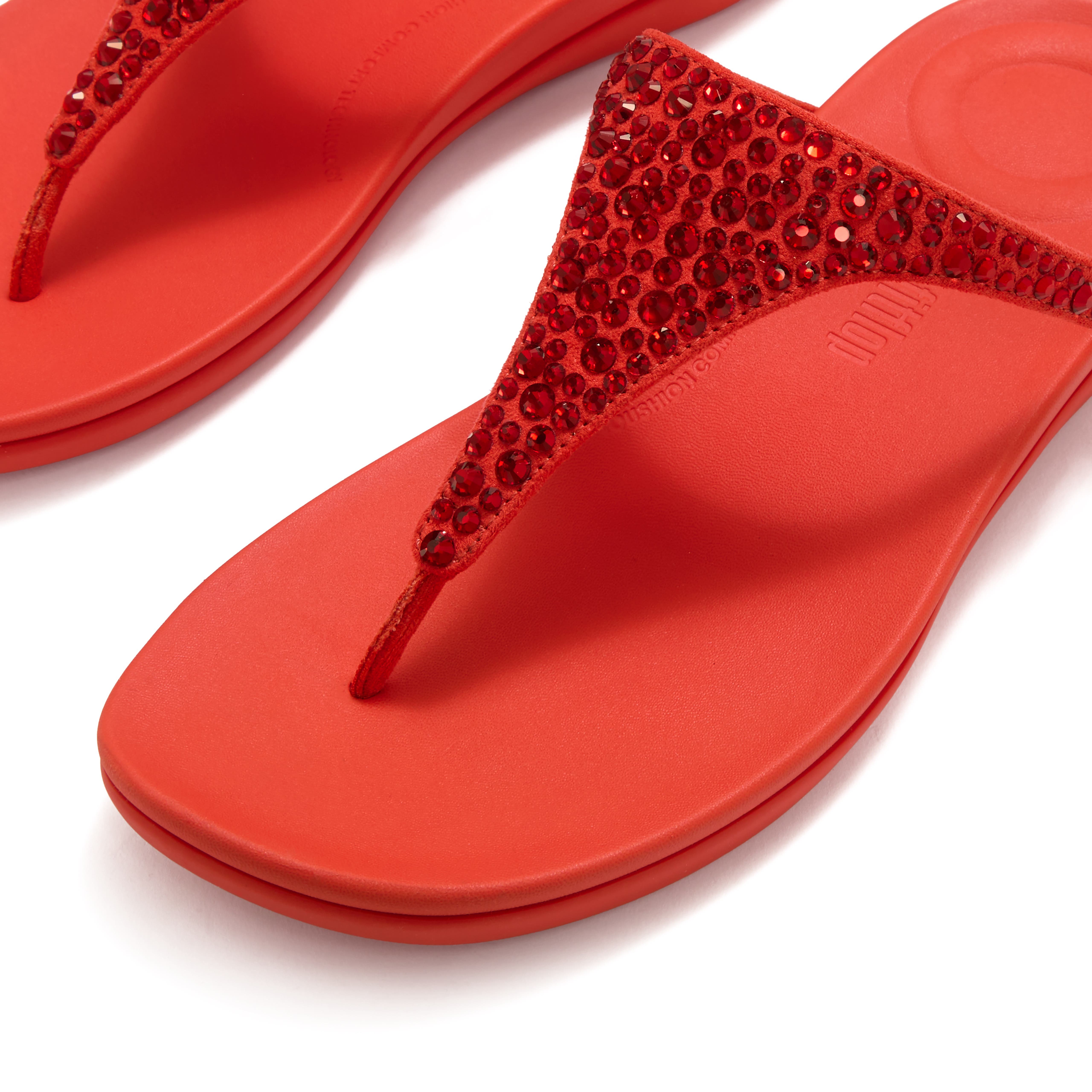 Solay Mixed-Crystal Toe-Post Sandals, Alternate, color, Cherry Tomato