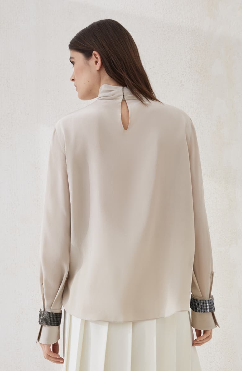 Brunello Cucinelli Crêpe de chine T-shirt, Alternate, color, Cool Beige