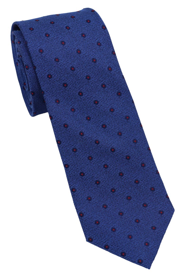 Dot Print Tie, Main, color, NAVY/ RED