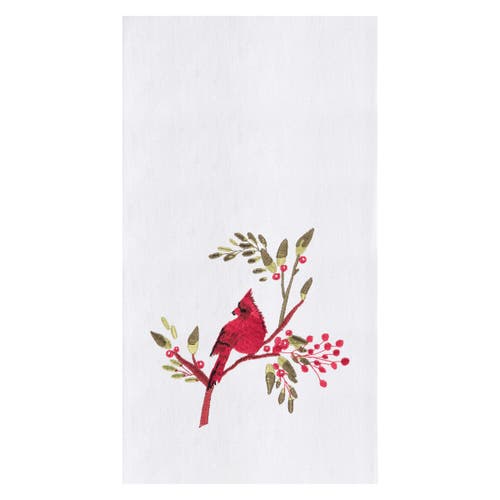 C & F Home C&f Home Holiday Winter Themed Single Red Cardinal Embroidered Sitting On Red Berry Tree Flour Sack In White