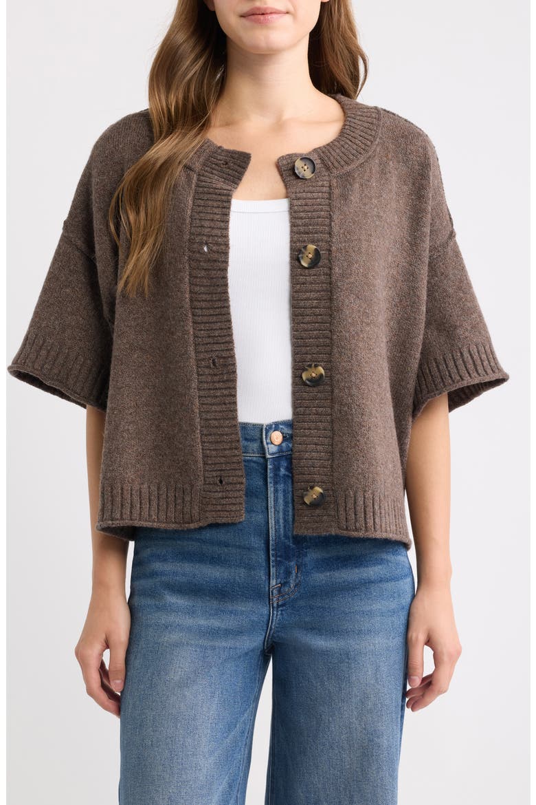 Broome Short Sleeve Crop Cardigan, Main, color, EARTH
