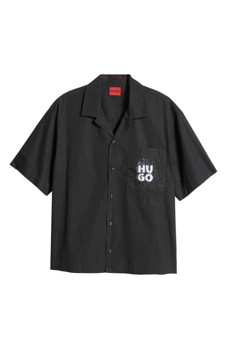 HUGO Egeeno Logo Oversize Camp Shirt, Alternate, color,