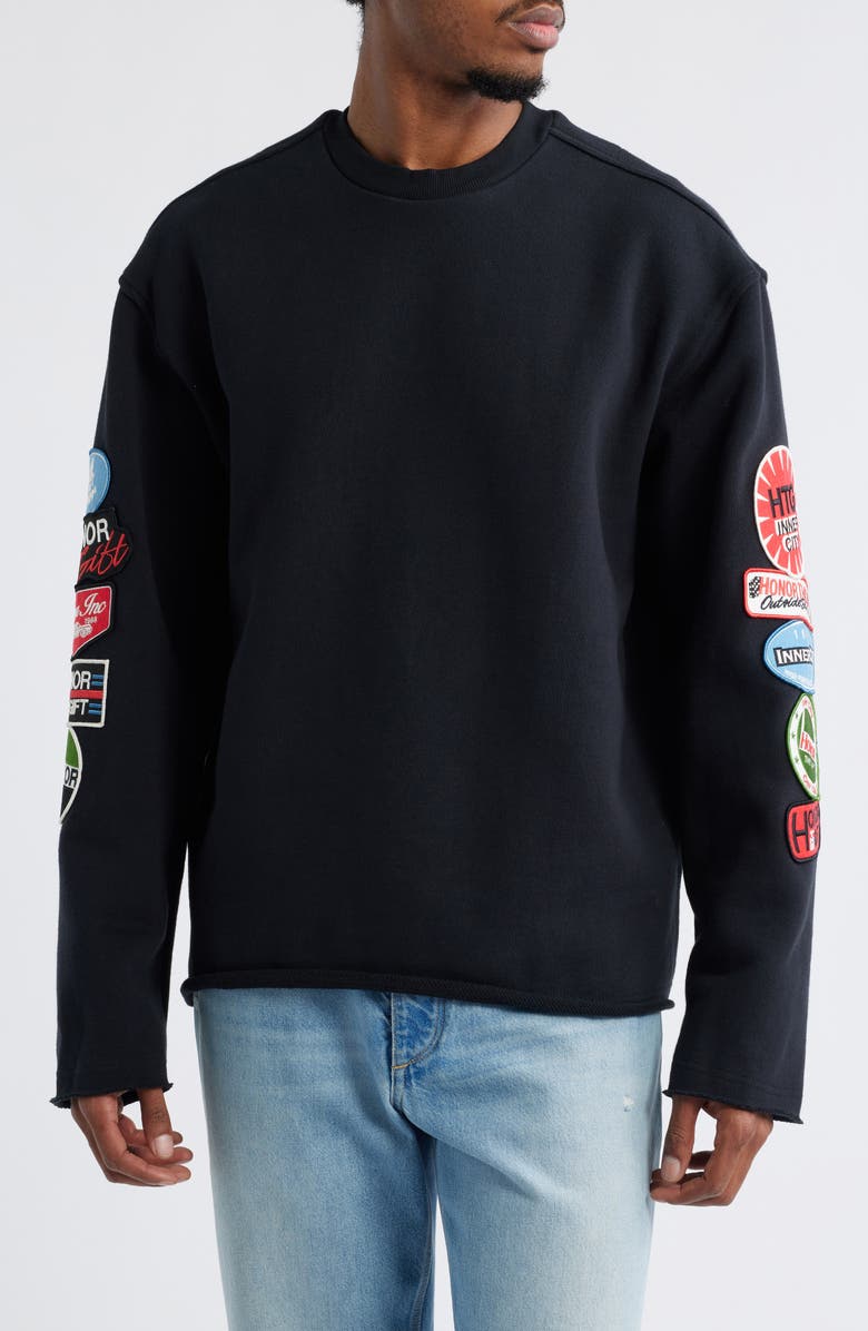 HONOR THE GIFT Fuel Patch Crewneck Sweatshirt, Main, color, Black