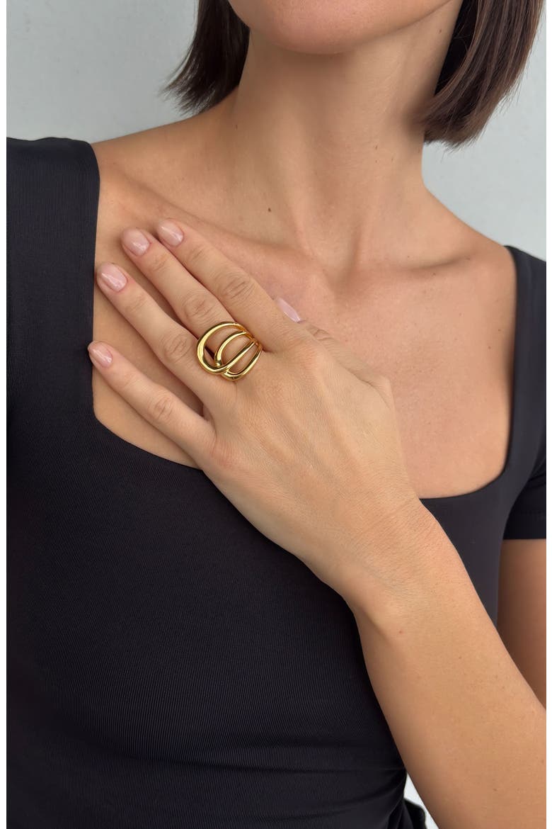 18k Gold Plated Multi-Band Statement Ring, Main, color, GOLD