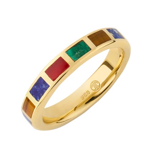 Jan Leslie Dash Ring Set In Sterling With 18kt Gold Overlay In Green