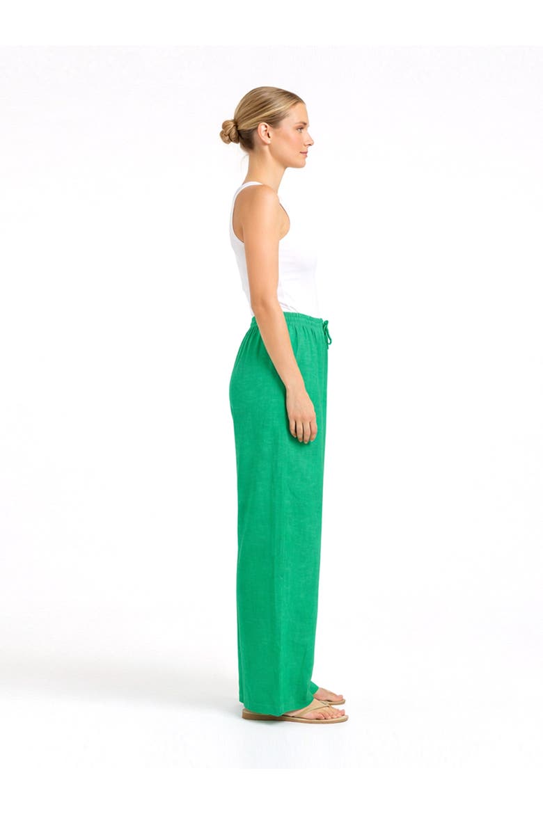 Drawstring Wide Leg Linen Trousers, Alternate, color, Mermaid Green