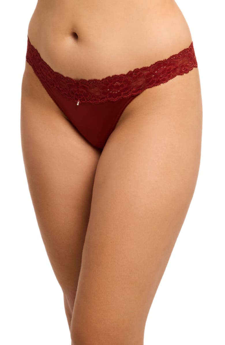 Montelle Intimates Lace Thong, Alternate, color, Chili