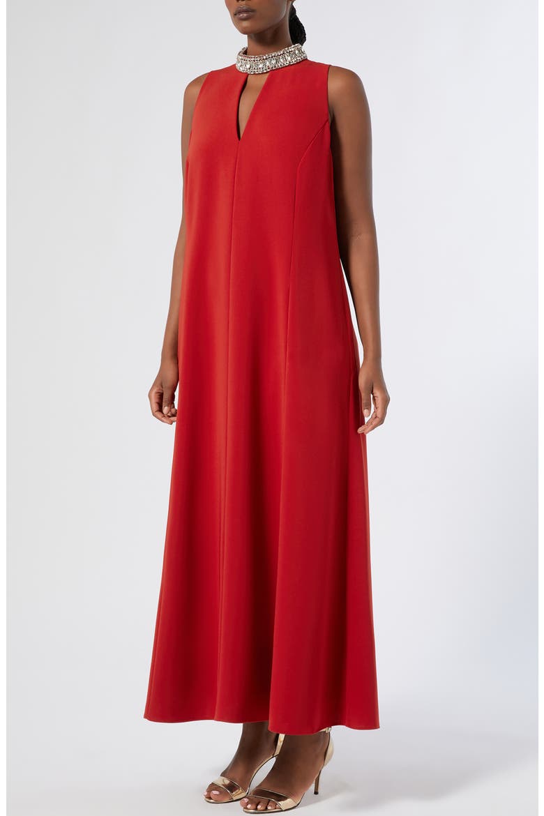 Arte Crystal Detail Swing Dress, Main, color, RED