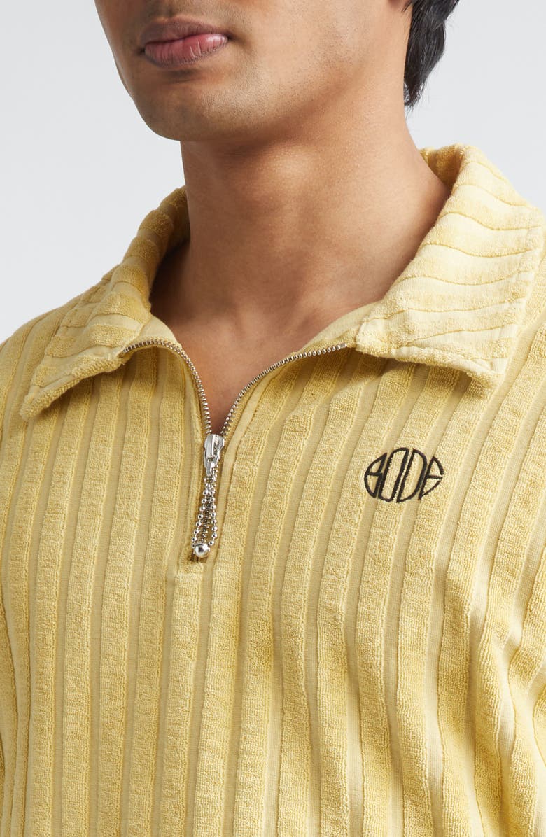Bode Croquet Ground Rib Terry Cloth Pullover, Alternate, color, Yellow Green
