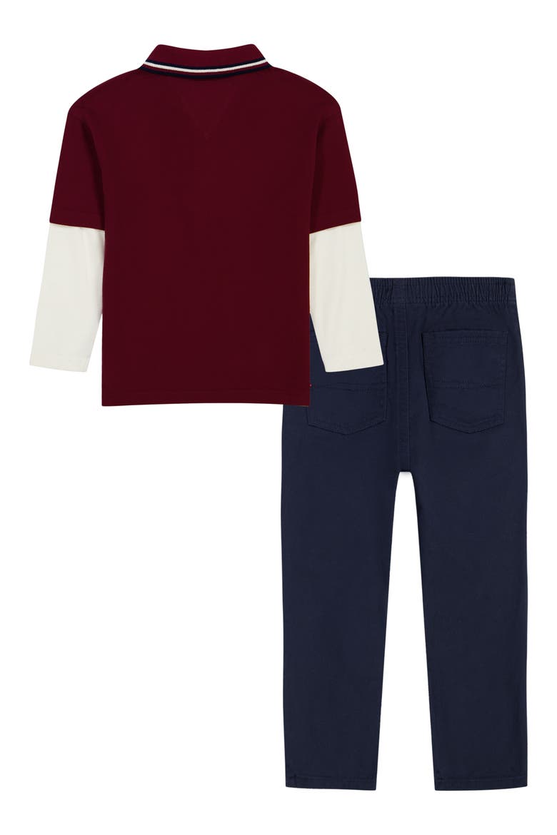 Kids' 2-Piece Polo & Pants Set, Alternate, color, BURGUNDY NAVY