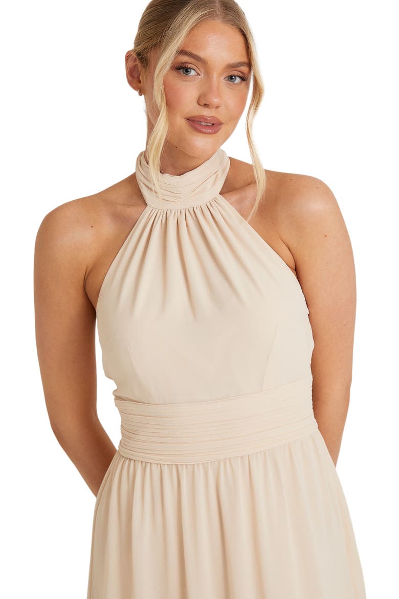 Halter Neck Chiffon Bridesmaid Dress, Alternate, color, Cream