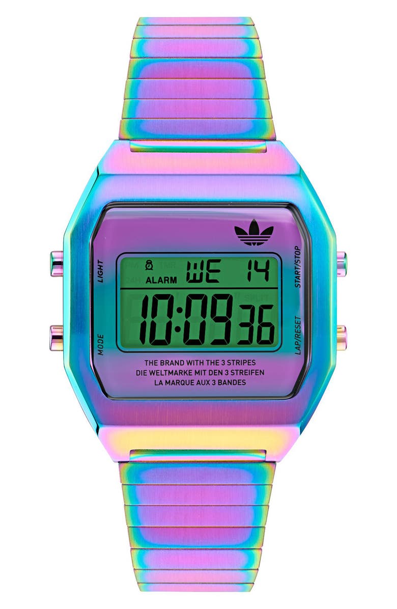 adidas AO Street Iridescent Digital Silicone Strap Watch, Main, color, Other