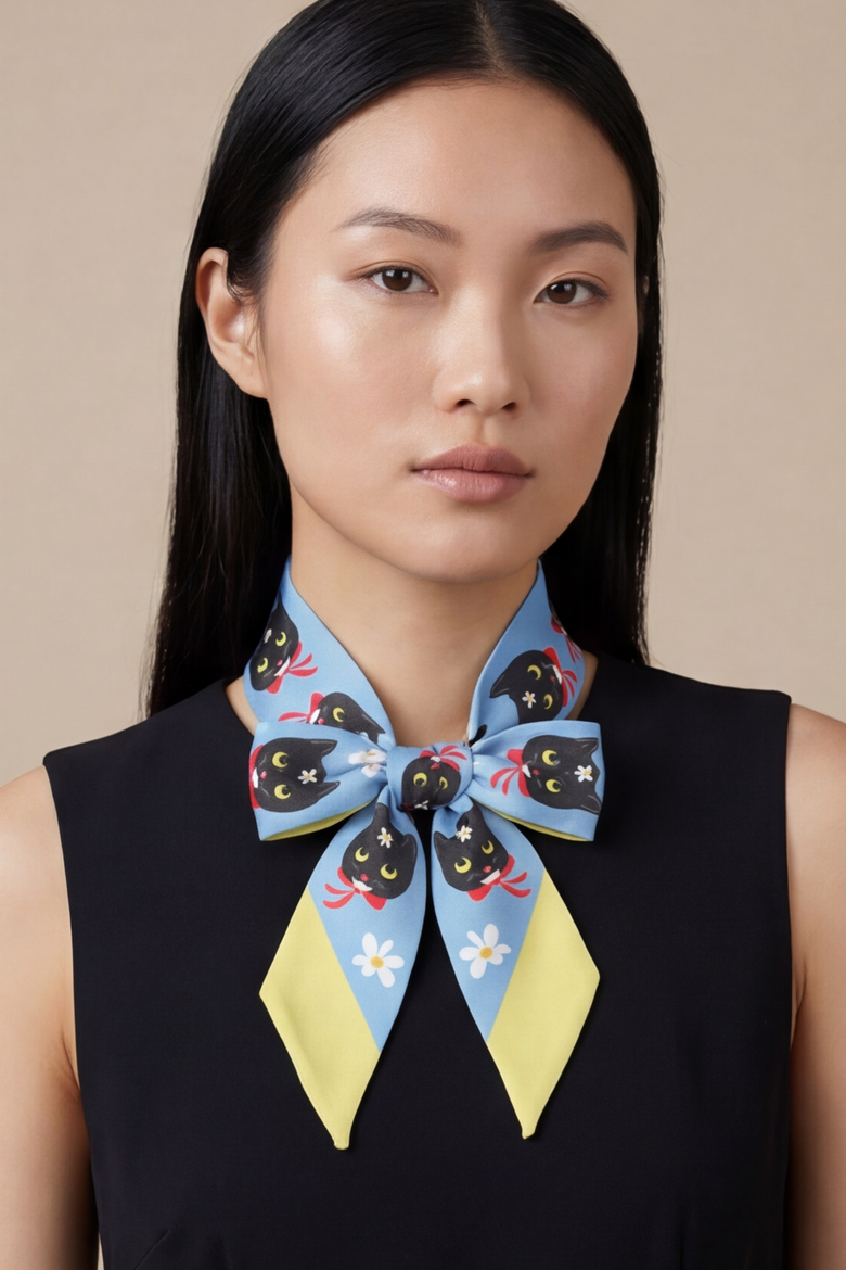 Naoko Cat Twilly Ribbon Scarf, Alternate, color, Multicolor