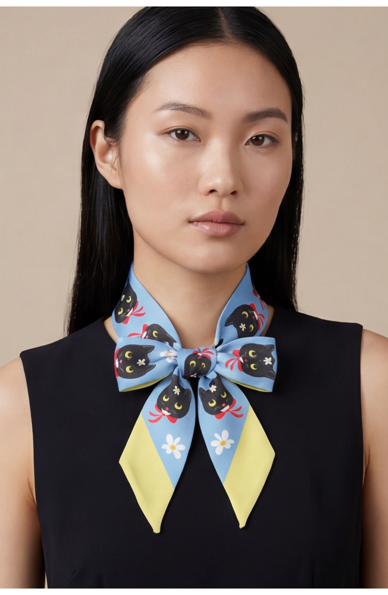 Centinelle Naoko Cat Twilly Ribbon Scarf, Alternate, color, Multicolor