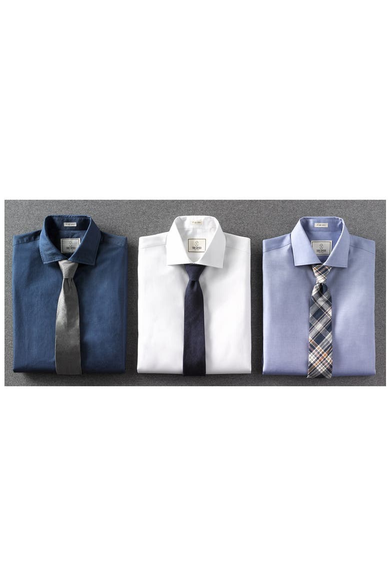 Trim Fit Solid Dress Shirt, Alternate, color, WHITE
