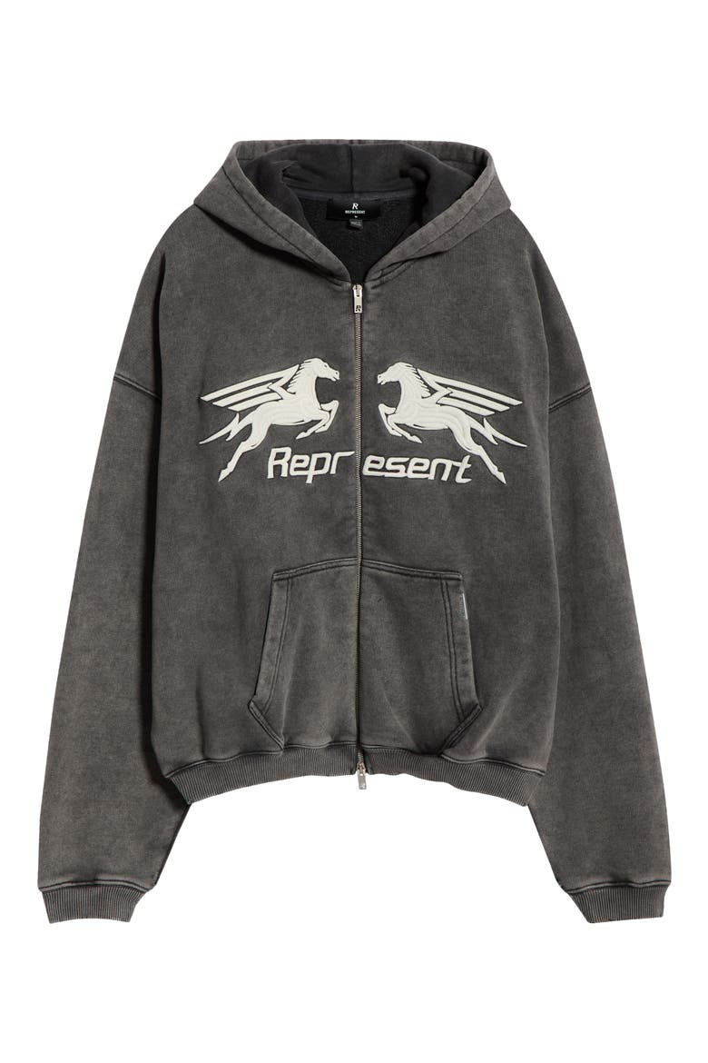 Pegasus Graphic Zip Hoodie, Alternate, color, VINTAGE GREY
